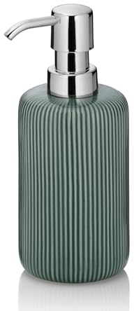 kela Seifenspender 350 ml AVA, Seifenspender grün, Keramik, Pumpflasche, Spülmittelspender nachfüllbar, glänzend