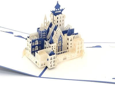 LuLu Biglietto pop-up 3D – Castello Castello di Castello e biglietto di ringraziamento per regalo, buoni, Natale, invito, compleanno e biglietto di auguri