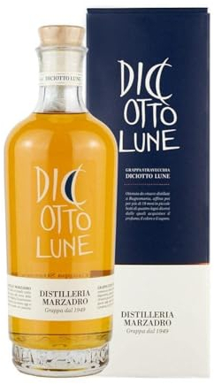 Marzadro, Grappa le Diciotto Lune, Invecchiamento 18 mesi, Confezione con Astuccio - Bottiglia in Vetro da 700ml