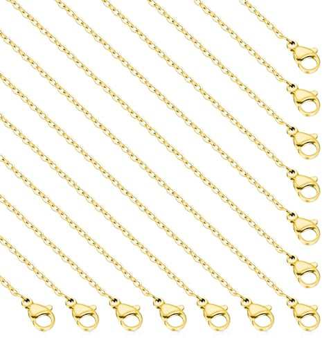 10 stycken guldfärgade kedjor rostfritt stål smycken halsband 45 cm länkkedja med karbinhake bulk kabelkedjor trottoarkedjor kedja ormkedja för hantverk hänge armband gör-det-själv