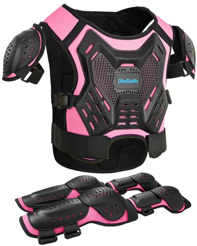 Kids Dirt Bike Gear, Youth Motocross Armor Protective Vest Suit，Children Chest Back Knee Elbow Protection for Cycling ATV (Claret)