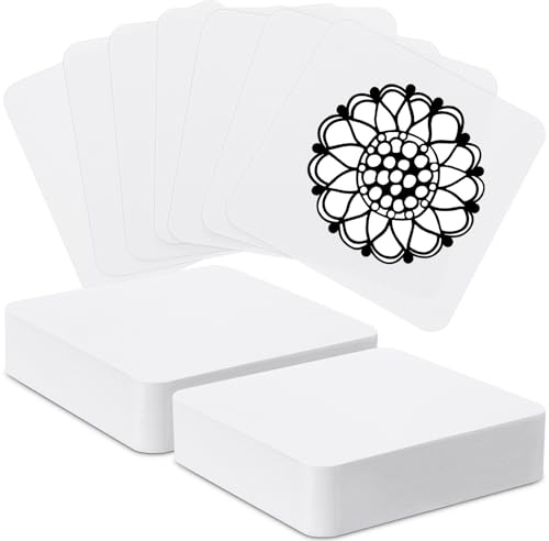Dunzoom Künstlerfliesen, quadratisch, 8,9 x 8,9 cm, Zen, quadratisch, Weiß, Papierfliesen, Zeichenzubehör für Kalligraphen, Aquarell-Skizzenbuch, Notizbuch, 50 Stück