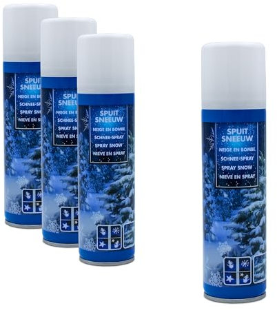 Spetebo Lot de 4 sprays de neige de Noël 111 ml – Neige artificielle décorative à pulvériser – Neige décorative, peinture à la neige, pulvérisation de neige de fenêtre, décoration de sapin de Noël