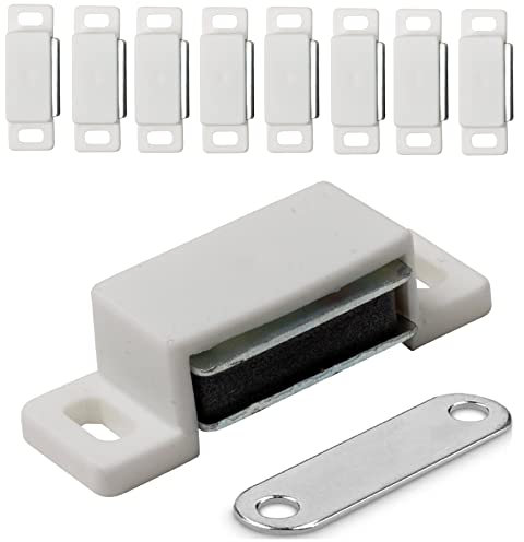 IPEA Loquets Magnetiques de Porte pour Meuble, Portes, Armoires – 10 pièces – Fermeture Magnétique avec Aimants pour Placards et Cabinets – Charnières Magnétiques – Blanc
