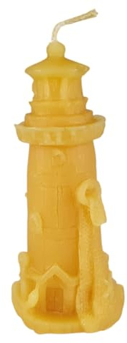 Bougie en cire d'abeille en forme de phare, 10 cm, 100 % cire d'abeille pure