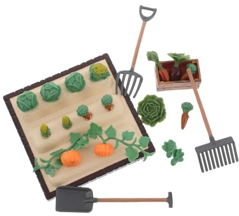 Vaguelly Mini Farm Assorted Color Plastic Gardening Tools Set Miniature Vegetable Patch Accessories for Dollhouse Outdoor Planting Decoration