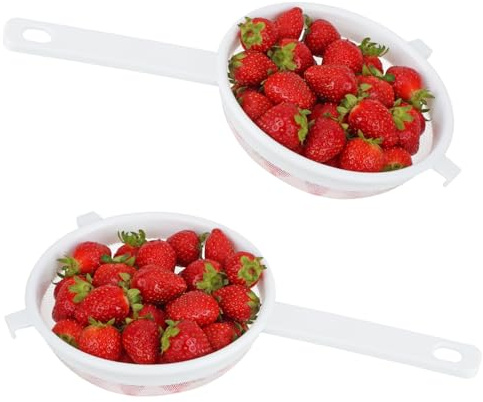 COM-FOUR® 2x passoire avec poignée - passoire pour égoutter les pâtes - passoire pour laver les fruits, les légumes et la salade - passoire ronde