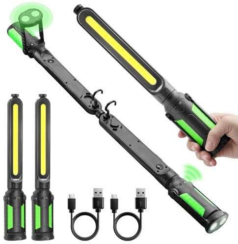 Sylsmart Rechargeable Mechanic Light, 2-in-1 Magnetic Light Bar with Motion Sensor, 2400LM Underhood Work Lights for Mechanics, for Automotive Repair, Inspection, Garage, Emergency