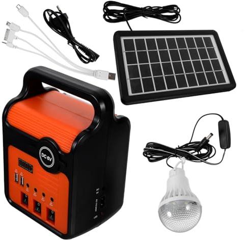 TOGEVAL Generador Solar Portátil con Luz LED Integrada y Cargador USB para Camping Pesca Emergencias y Actividades al Aire