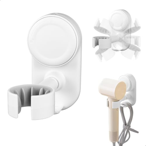 gexuamz Supporto Asciugacapelli, Porta Phone Bagno da Muro Girevole a 360°, Porta Phon da Parete a Mani Libere, Adatto per Camera da Letto Hotel, Installazione con Ventosa, capacità di Carico 7,5 kg