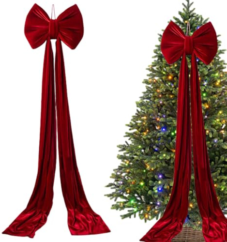 Lazo De Coronación para Árbol De Navidad | Grande Reutilizable | Lazo Gigante De Árbol De Navidad,para Exterior Interior Valla Escalera Frontal Fondo Hogar Fiestas Otoño San Valentín