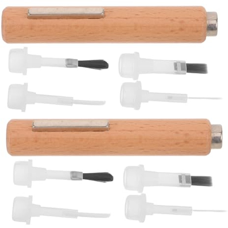 PLAFOPE 2 Sets Cat Eye Nail Magnet Pen with Dual-end Magnetic Wands and Replaceable Fine Detail Brushes Manicure Tool with Wood Handle for Salon and DIY Gel Polish Nail Art
