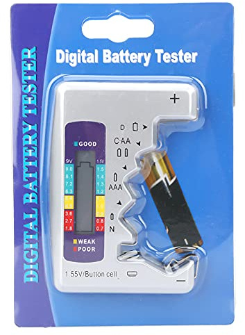 Fafeicy Batteritestare Digitalt Elektroniskt Verktyg för AA AAA 9V Knappbatterier, Flernivåkortplatser Kapacitetsdetektor med LED-indikator, Kompakt 90x60 Mm Design för hem- och Kontorsbruk