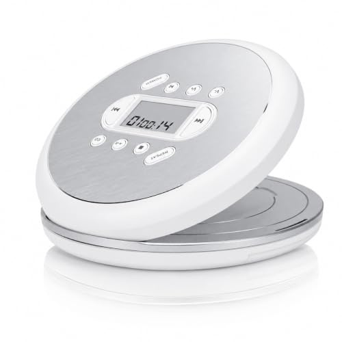 Vikye Bärbar CD-spelare med 60 Sekunders Anti-hopp, Batteridriven/uppladdningsbar Bärbar CD-spelare med 3,5 Mm Hörlurar för Användning Hemma eller i Bilen