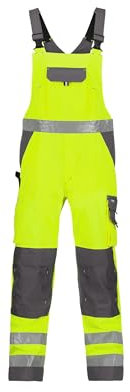DASSY® Toulouse Warnschutz Latzhose mit Kniepolstertaschen - Größe 56 - NEONGELB/ZEMENTGRAU