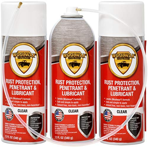 woolwax 12 Oz Undercoating Protection Aerosol Spray Can 3 Pack, Rust Inhibitor and Prevention, Anti Corrosion Multi Purpose Penetrant and Lubricant, Spray Can Extension Wand Included
