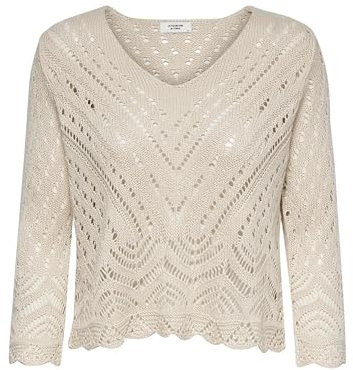 JdY Damen Jdynew Sun 3/4 Cropped KNT Noos Strickpullover, Tapioca, L EU