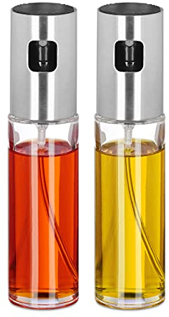 Relaxdays Nebulizzatore Olio e Aceto, Set da 2 Dispenser da 100 ml l’Uno, Cucinare, Infornare e Grigliare, Trasparente