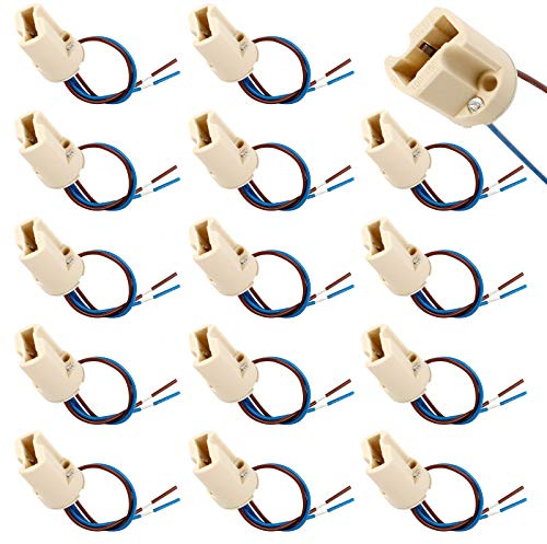 Iyowei 15 PCS G9 Lamp Holders, Ceramic Base Socket for Halogen and LED Lights, Wire Connector Bulb Base With Teflon Wire