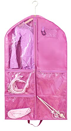 Waterproof Hanging Garment Bag,40 inch Garment Bags for Hanging Clothes,Garment Bags for Travel Storage,Dance Clothes Bag,Kids Garment Bag for Dance Costumes,Sports,Theatre,Beauty Pageants (Pink)