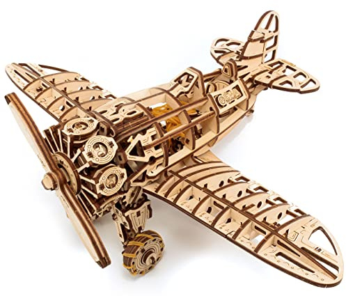 EWA Eco-Wood-Art - Avion - Rompecabezas mecánico 3D de Madera - Rompecabezas para Adultos y Adolescentes - Montaje sin Pegamento - 346 Piezas