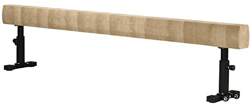 HOMCOM Home Barra de gimnasia artística con altura ajustable, ruedas y pies antideslizantes, para niños de 3 a 12 años, 226x31x59cm, marrón