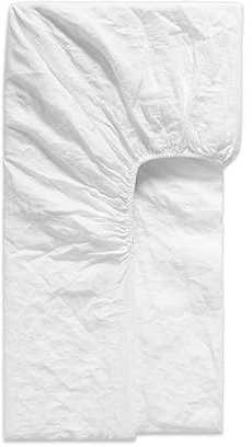 Luxury 100% Natural Linen Fitted Sheet | Extra Strong Elastic Pure Linen Bed Sheets | Luxurious Hotel Quality | Belgian French Flax Woven in Portugal | White - Single