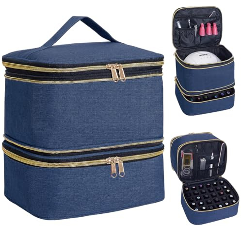 UOZL Nail Polish Organizer Holds 30 Bottles (15ml/0.5 fl.oz), Blue