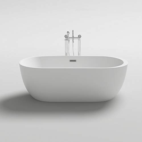 Bagno Italia Bañera independiente moderna blanca centro cuarto baño 170x80 redondeada con hidromasaje