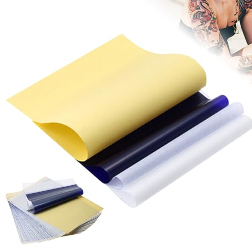 LPAMABA 110 Blätter Tattoo Transferpapier Stencil Papier Tattoo Blaupause Matrizenpapier Kohlepapier Tattoo Thermoschablonenpapier Schablonen Pauspapier Tattoo Carbon Thermokopierpapier Tattoo Zubehör