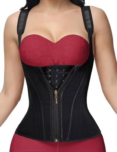 SHAPSHE Entrenador de cintura para mujer, para control de abdomen, moldeador de cintura con correa ajustable para el hombro, Negro , L