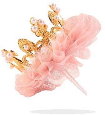 Nishine Mini corona vintage per torta, diadema a rete per feste di compleanno (oro)