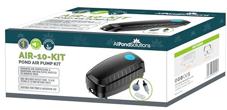 AllPondSolutions Outdoor Koi Fish Pond Air Pump Kit with Air Stone Included, Air Hose, Return Valve 5 Litre Minute Flow Rate