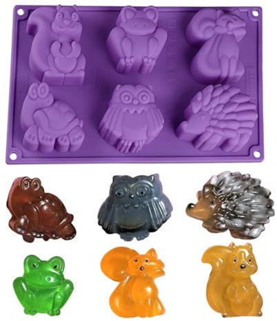 WishesMar Moule à Gâteau en Silicone 6 Cavités Forme de Rainure de Animal - Antiadhésif Moules à Forme Spécifique de Cuisine Moule en Silicone pour Pâtisserie, Savons, Dessert, Décoration, Muffins