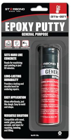 STARBOND 2 oz. Black Epoxy Putty Stick – All Purpose, BPA-Free Epoxy Repair Putty – Rock-Hard Cure for Automotive, Plumbing, Woodworking & DIY Projects