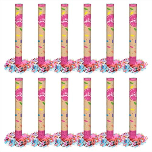 OH YEAH - 12 Unidades - Cañón Confeti Multicolor Papel - 60 cm - Fiestas y Celebraciones - Ideal para Bodas, Cumpleaños, Eventos y Despedidas - Gran Potencia de Alcance - FÁCIL DE USAR