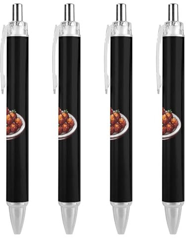 Penna a sfera svedese con polpette svedesi, penna a sfera retrattile, penne a sfera retrattili, penne da ufficio, penne da lavoro, articoli di cancelleria, 4 pezzi