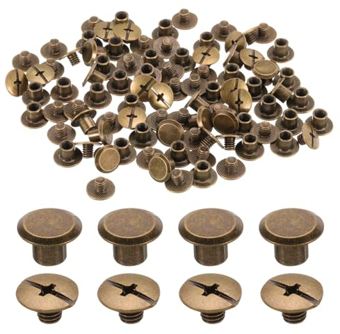 sourcing map 50set M5 x 5mm Chicago Screw Metal Phillips Head Binding Screws Post Nail Rivet Stud Screw Rivets for DIY Leather Belt Bag Craft Bookbinding, Bronze