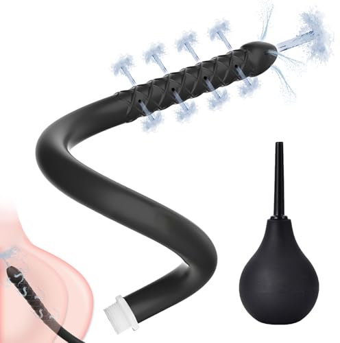 BDSMAGE Analdusche mit 13 Löcher für Analverkehr,Einlauf Klistiere zur Darmreinigung,Analspielzeuge Analdusche Frau Herr,Intimdusche Klistier Irrigator Darmspülung Enema Vaginaldusche (Schwarz, 51 CM)