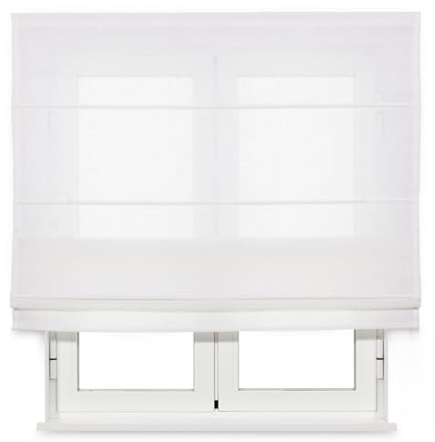 KAATEN - Estor Plegable Loneta a Cordón - Color: Blanco Roto - Medida: 105cm x 175cm - Estores para Ventanas - Fabricado en España