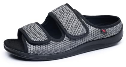 Zapatillas Para DiabéTicos Mujer Hombre Verano Sandalias Anchos Especiales Para Pies Hinchados Zapatos OrtopéDicos Zapatillas De Casa (Gris, Adulto, 45, Números, Sistema tallas calzado EU, Ancho)