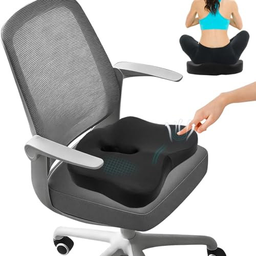 Vlecexs ortopedisk sittkudde, ergonomisk sittdyna för kontorsstol bilstol, svanskoskudde av minnesskum, lindrar och främjar blodcirkulationen