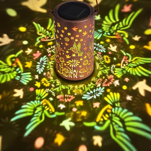 Lanternes solaires colorées en plein air imperméable lumière colibri jardin décor cadeaux pour les femmes mère grand-mère suspendue lumières solaires pour cour, patio, cour arrière, porche
