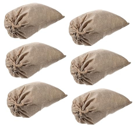 Zerodeko Sacchetti in Juta Coulisse per Conservazione Alimenti, Sacchi Beige Riutilizzabili 20x30cm per Patate e Verdure, Confezione da 6 Pezzi per Uso Alimentare e Giardinaggio
