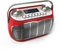 DETROIT DAB Radio Alarm Clock Bedside Mains Powered Or Battery DAB/DAB+/FM Retro Radio With LCD Display Clock Radio (Red)