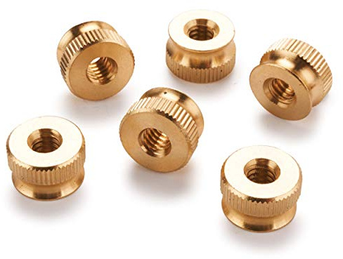 WOODRIVER Brass Knurled Thumb Nut Knobs 1/4” 6-Pieces