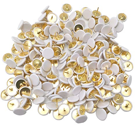 Ruidee 150 Stück Reißzwecken Metall Dekorative Reißzwecke Reißnagel rund mit Kunststoffköpfen und Stahlspitzen (White)