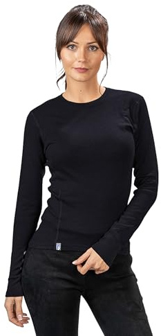 ALPIN LOACKER 100 Merino T-Shirt à Manches Longues Dames 230g/m sous-vêtements Thermiques, Noir S