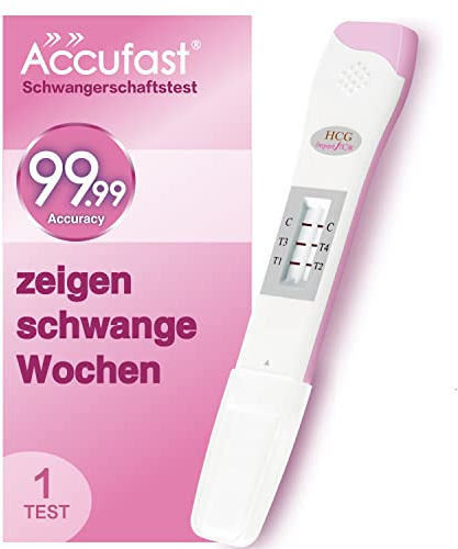Accufast Pregnancy Test for Early Detection with Week Indicator to Tell You How Many Weeks Pregnant, hCG Urine Test with 99.99% Accurate & Quick Result (1 Test)