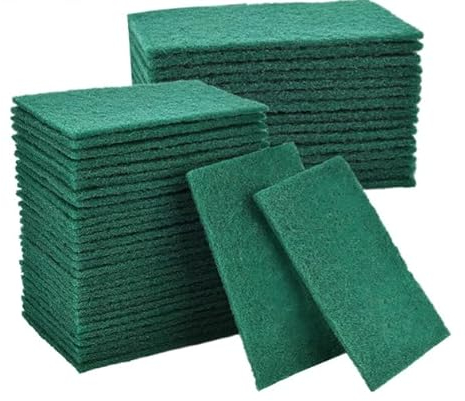 Hampine Pack of 20 Cleaning Scourer Pads for Kitchen, Households, Dishes & Bathroom, Non Scratch Scourer Dish Pads, Green Scrubber Sponge
